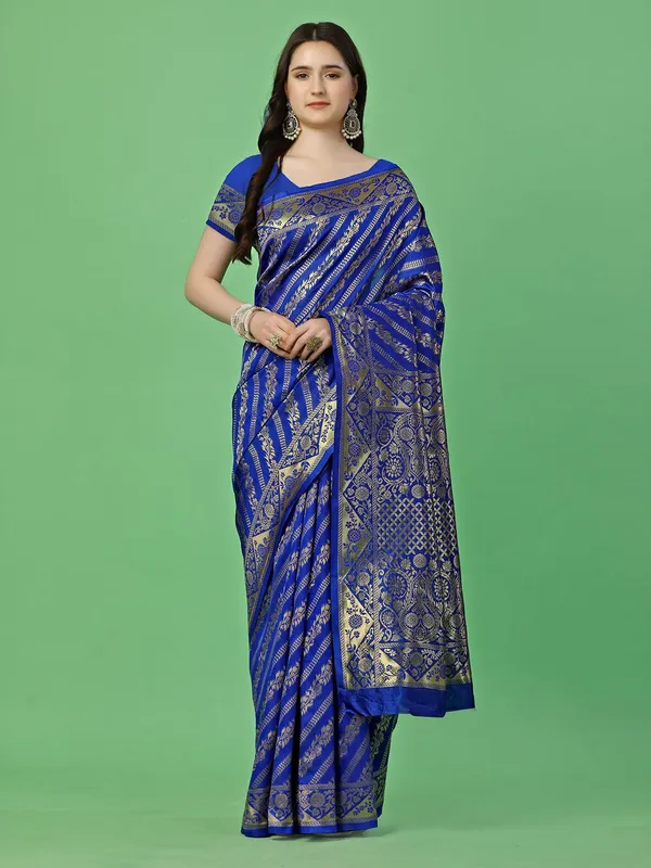 Leelavati_Self_Design_Kanjivaram_Pure_Silk_Jacquard_Saree_Blue