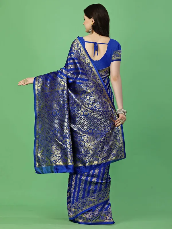 Leelavati_Self_Design_Kanjivaram_Pure_Silk_Jacquard_Saree_Blue