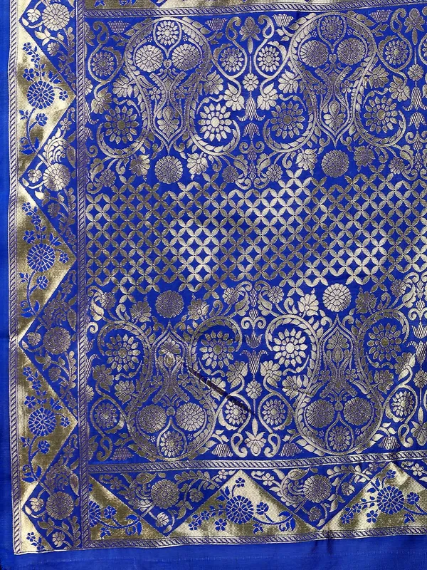 Leelavati_Self_Design_Kanjivaram_Pure_Silk_Jacquard_Saree_Blue