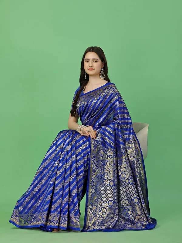 Leelavati_Self_Design_Kanjivaram_Pure_Silk_Jacquard_Saree_Blue