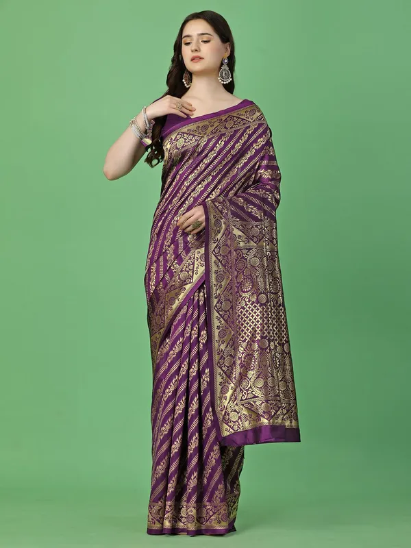 Leelavati_Self_Design_Kanjivaram_Pure_Silk_Jacquard_Saree_Purple