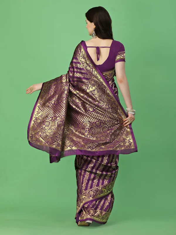 Leelavati_Self_Design_Kanjivaram_Pure_Silk_Jacquard_Saree_Purple