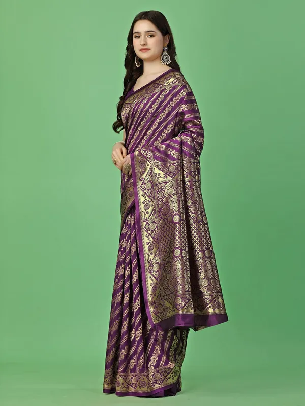 Leelavati_Self_Design_Kanjivaram_Pure_Silk_Jacquard_Saree_Purple