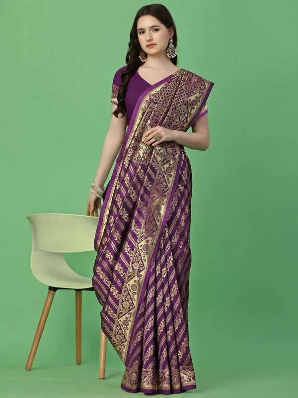 Leelavati_Self_Design_Kanjivaram_Pure_Silk_Jacquard_Saree_Purple