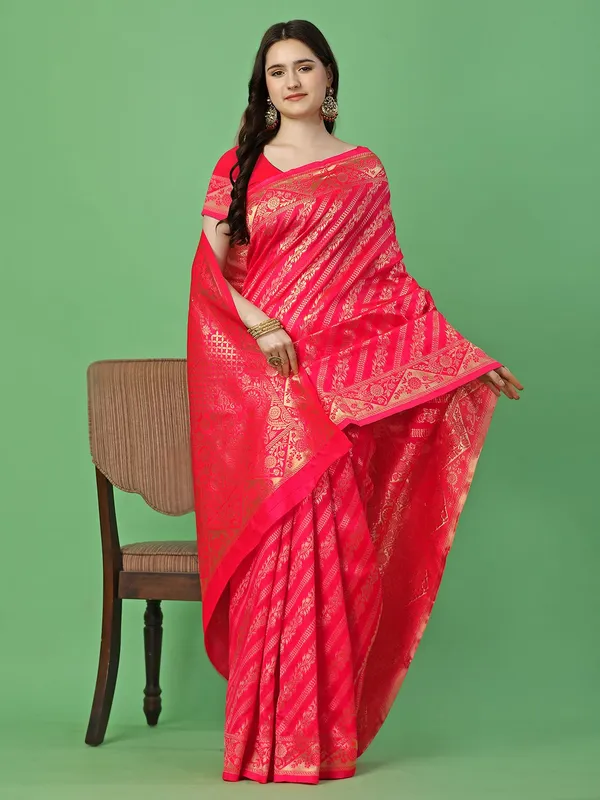 Leelavati_Self_Design_Kanjivaram_Pure_Silk_Jacquard_Saree_Red