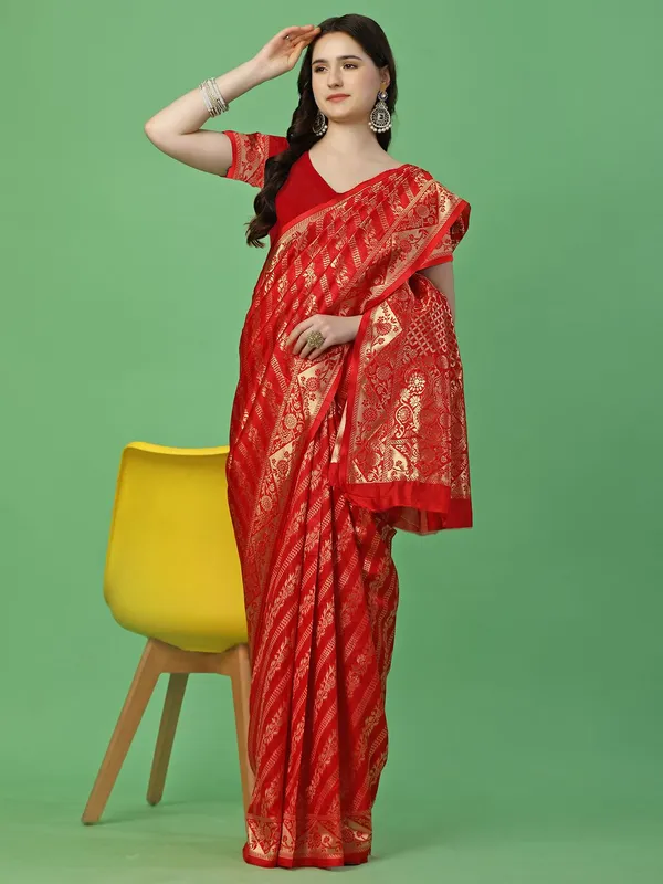 Leelavati_Self_Design_Kanjivaram_Pure_Silk_Jacquard_Saree_Red
