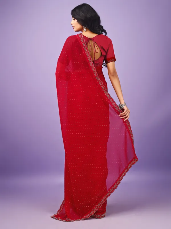 Leelavati_Embellished_Bollywood_Chiffon_Saree_Red