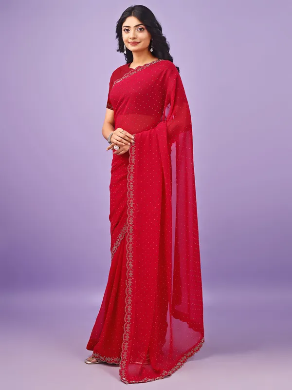 Leelavati_Embellished_Bollywood_Chiffon_Saree_Red
