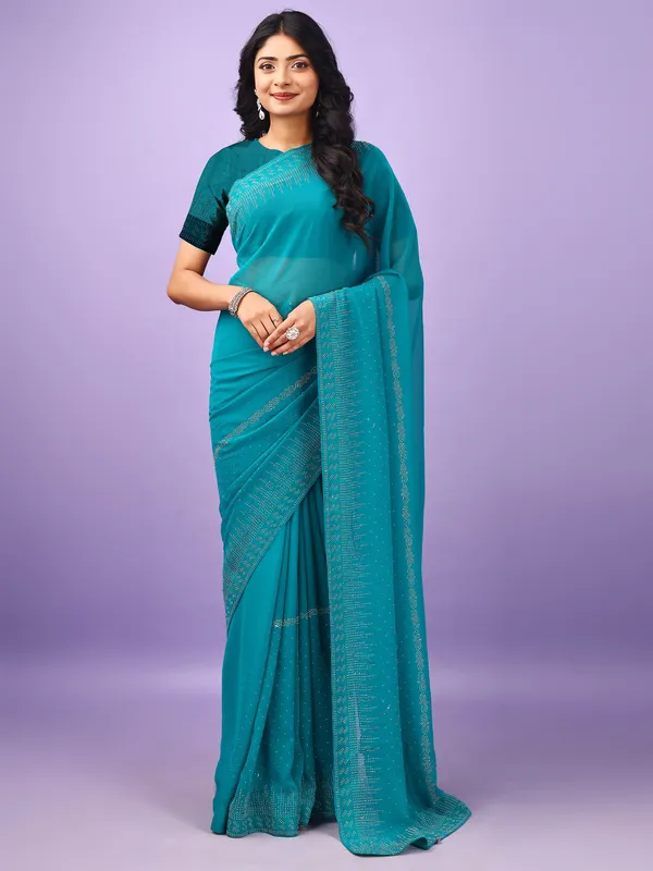 Leelavati_Embellished_Bollywood_Chiffon_Saree_Pack_of_2_Blue