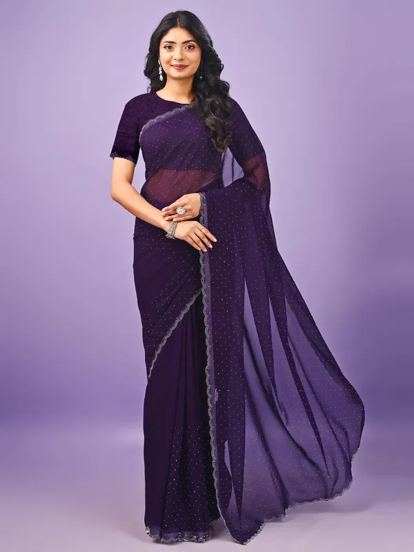 Leelavati_Embellished_Bollywood_Chiffon_Saree_Purple