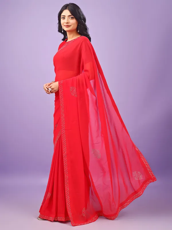 Leelavati_Embellished_Bollywood_Chiffon_Saree_Red
