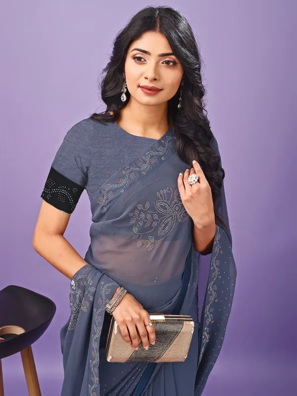 Leelavati_Embellished_Bollywood_Chiffon_Saree_Grey