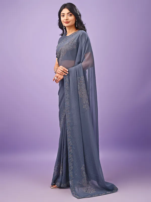 Leelavati_Embellished_Bollywood_Chiffon_Saree_Grey