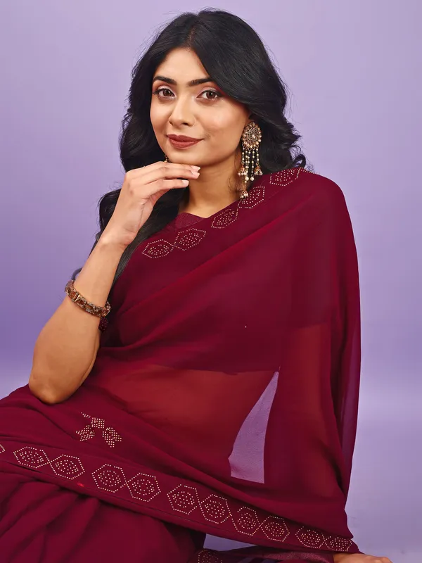 Leelavati_Embellished_Bollywood_Chiffon_Saree_Maroon