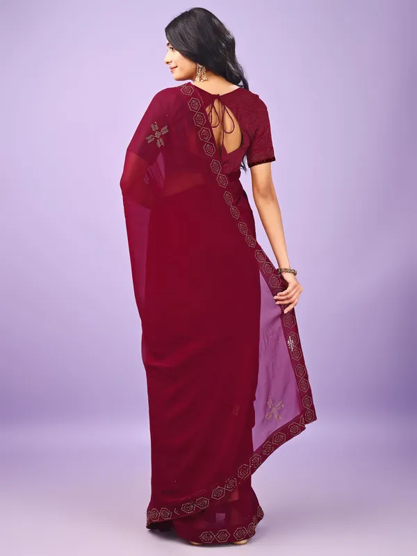 Leelavati_Embellished_Bollywood_Chiffon_Saree_Maroon