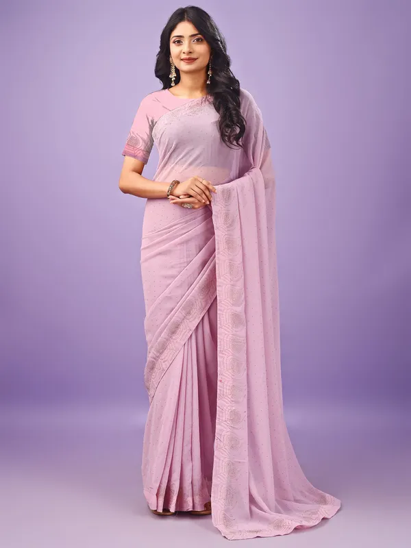 Leelavati_Embellished_Bollywood_Chiffon_Saree_Pink