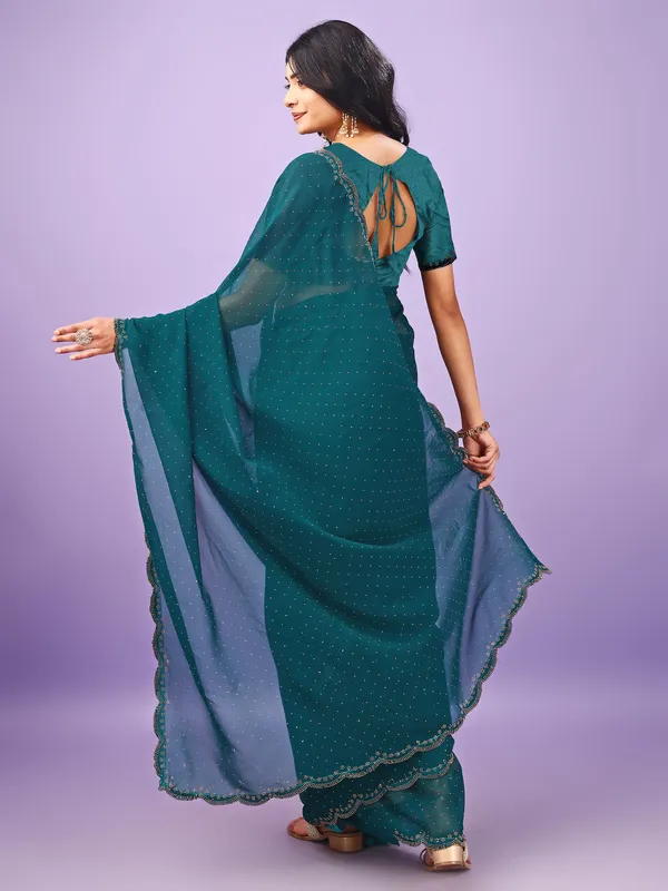 Leelavati_Embellished_Bollywood_Chiffon_Saree_Blue