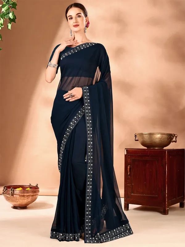 Leelavati_Embellished_Bollywood_Chiffon_Saree_Dark_Blue