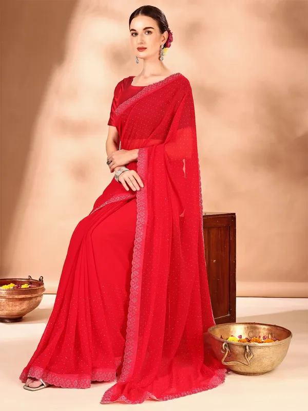 Leelavati_Embellished_Bollywood_Chiffon_Saree_Red