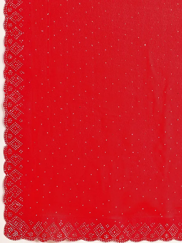 Leelavati_Embellished_Bollywood_Chiffon_Saree_Red