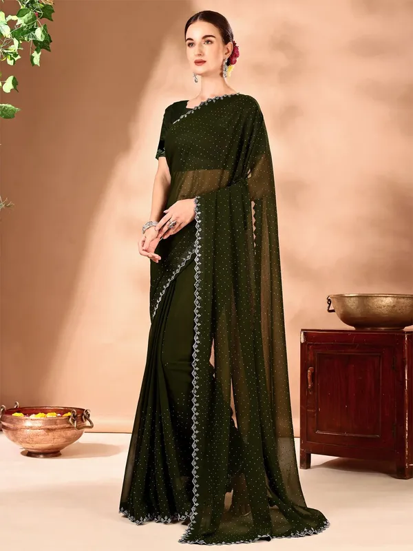 Leelavati_Embellished_Bollywood_Chiffon_Saree_Green