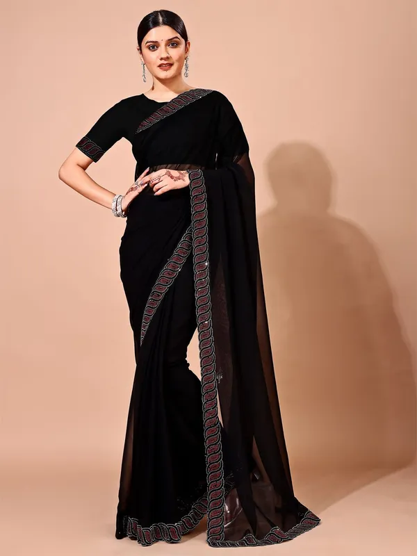Leelavati_Embellished_Bollywood_Chiffon_Saree_Black