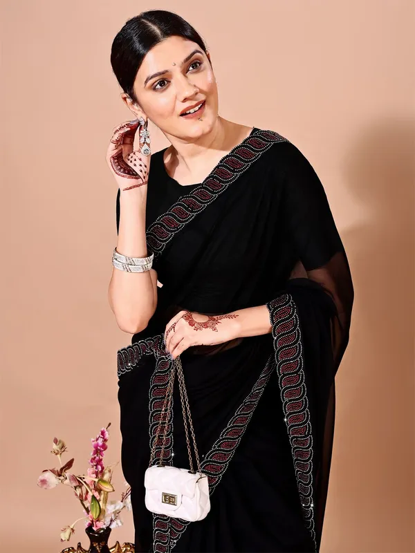 Leelavati_Embellished_Bollywood_Chiffon_Saree_Black