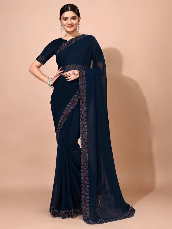 Leelavati_Embellished_Bollywood_Chiffon_Saree_Dark_Blue