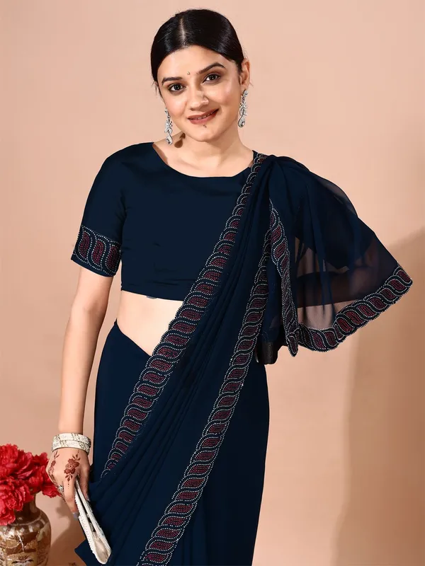 Leelavati_Embellished_Bollywood_Chiffon_Saree_Dark_Blue
