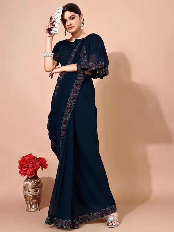 Leelavati_Embellished_Bollywood_Chiffon_Saree_Dark_Blue