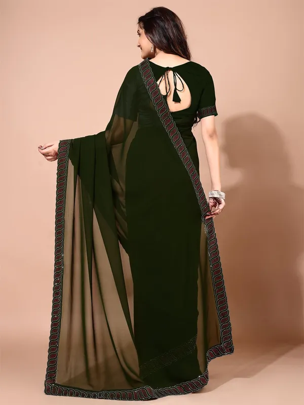 Leelavati_Embellished_Bollywood_Chiffon_Saree_Dark_Green