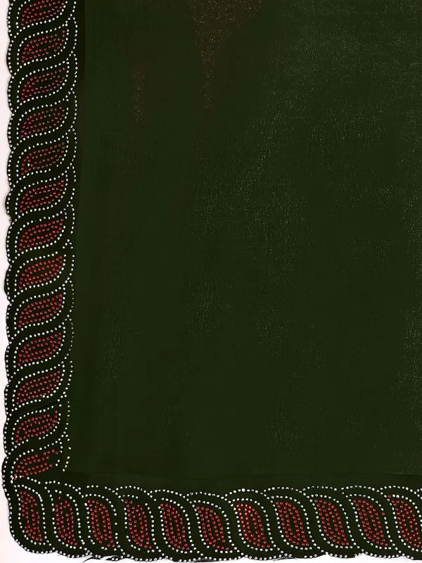 Leelavati_Embellished_Bollywood_Chiffon_Saree_Dark_Green