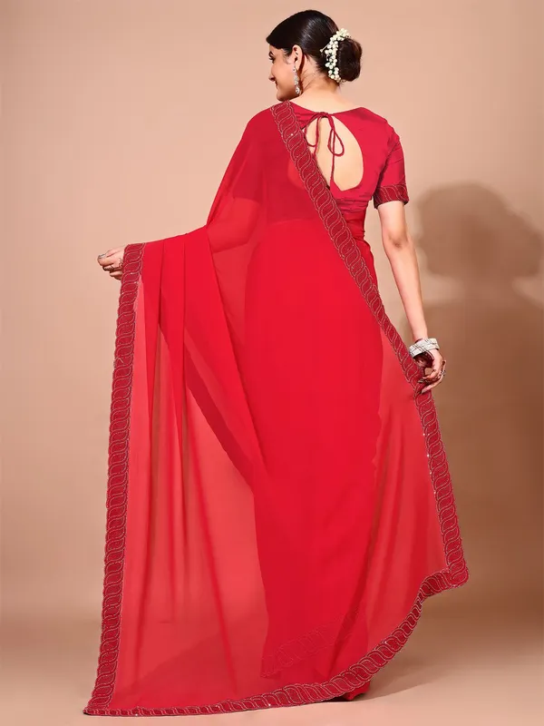 Leelavati_Embellished_Bollywood_Chiffon_Saree_Red