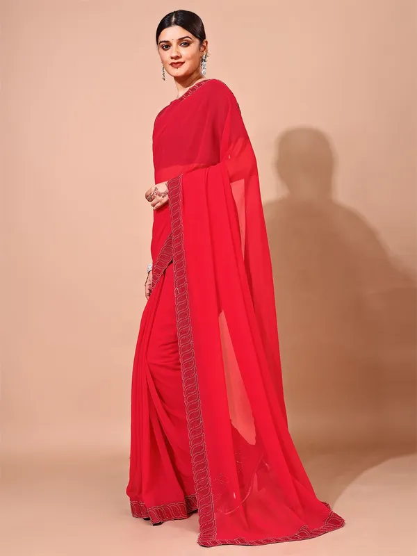 Leelavati_Embellished_Bollywood_Chiffon_Saree_Red