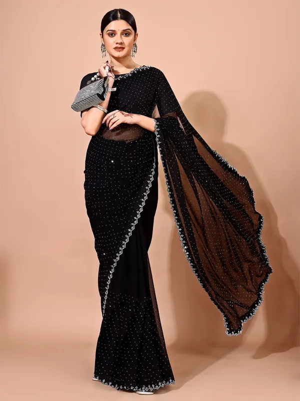 Leelavati_Embellished_Bollywood_Chiffon_Saree_Black