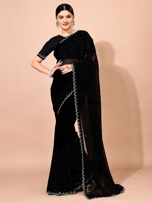 Leelavati_Embellished_Bollywood_Chiffon_Saree_Black