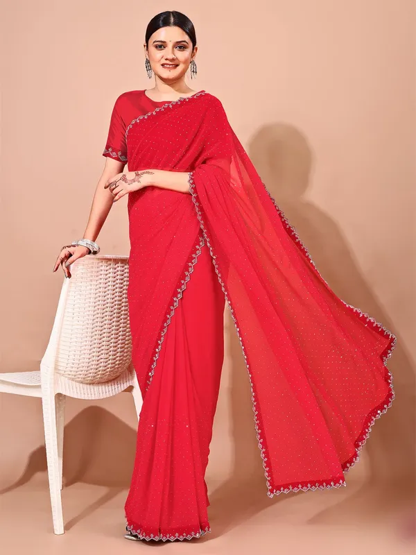 Leelavati_Embellished_Bollywood_Chiffon_Saree_Red