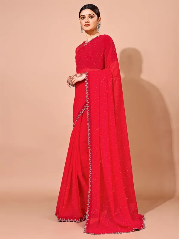 Leelavati_Embellished_Bollywood_Chiffon_Saree_Red