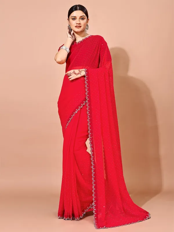 Leelavati_Embellished_Bollywood_Chiffon_Saree_Red