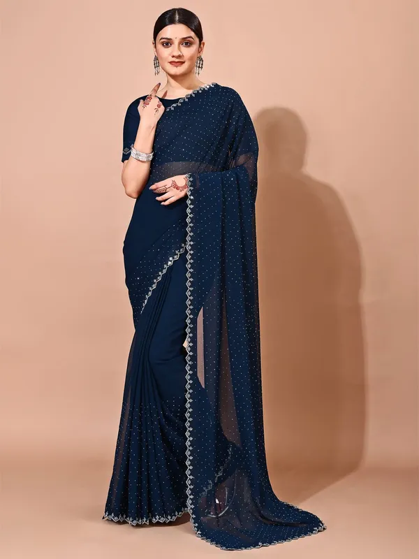 Leelavati_Embellished_Bollywood_Chiffon_Saree_Dark_Blue