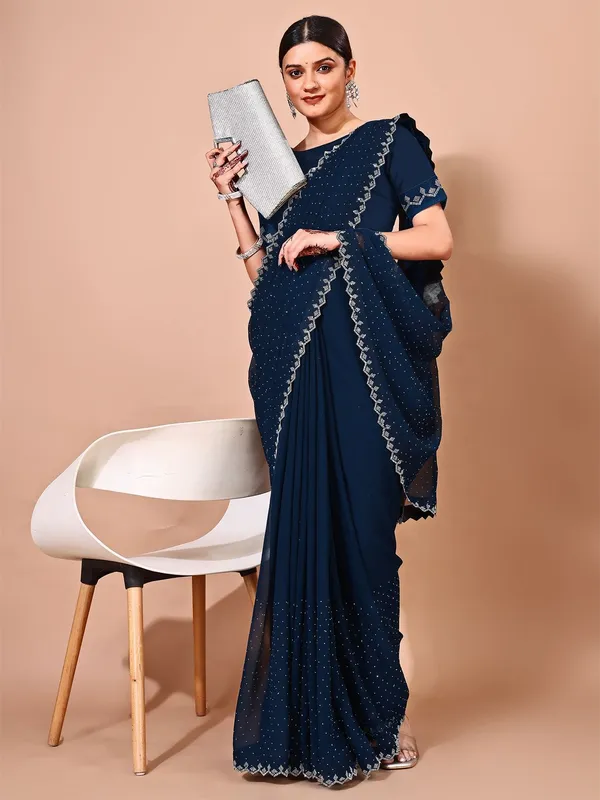 Leelavati_Embellished_Bollywood_Chiffon_Saree_Dark_Blue