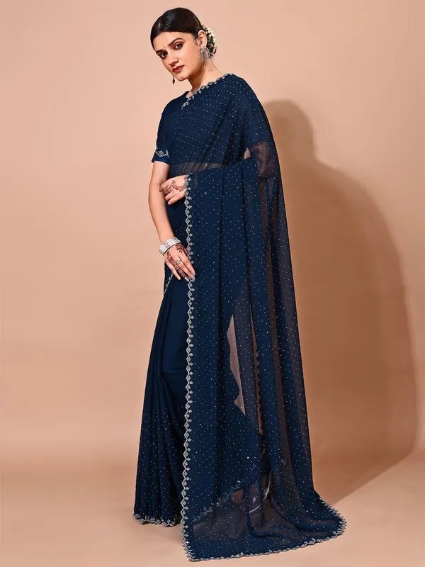 Leelavati_Embellished_Bollywood_Chiffon_Saree_Dark_Blue