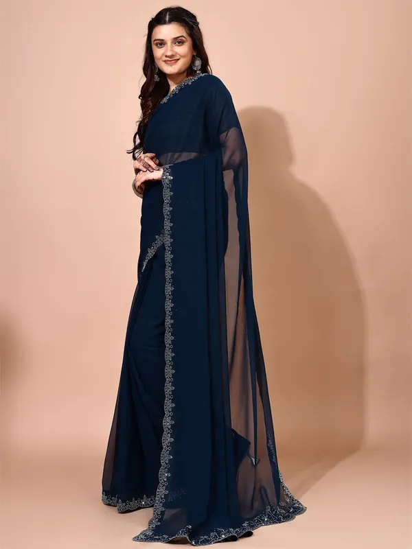 Leelavati_Embellished_Bollywood_Chiffon_Saree_Dark_Blue