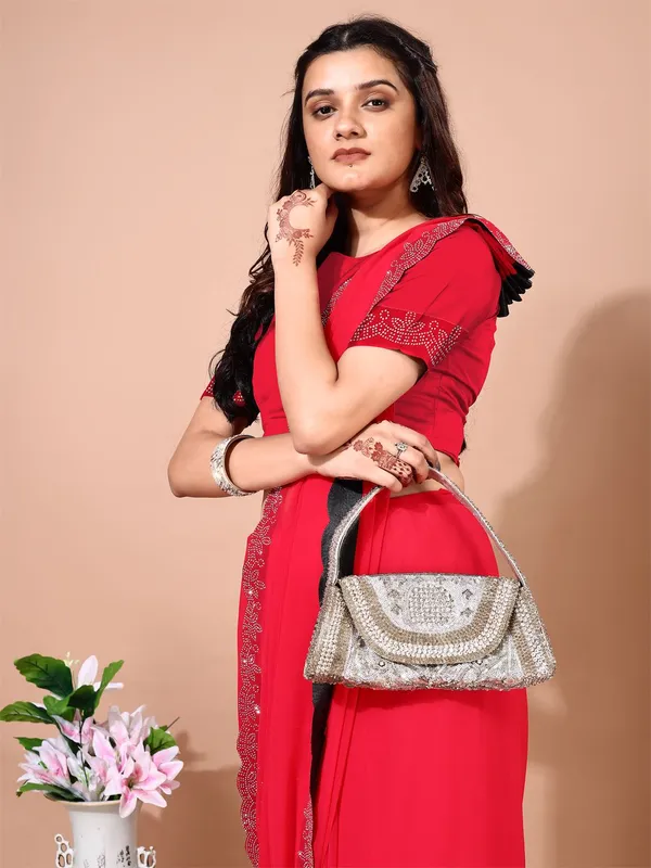 Leelavati_Embellished_Bollywood_Chiffon_Saree_Red