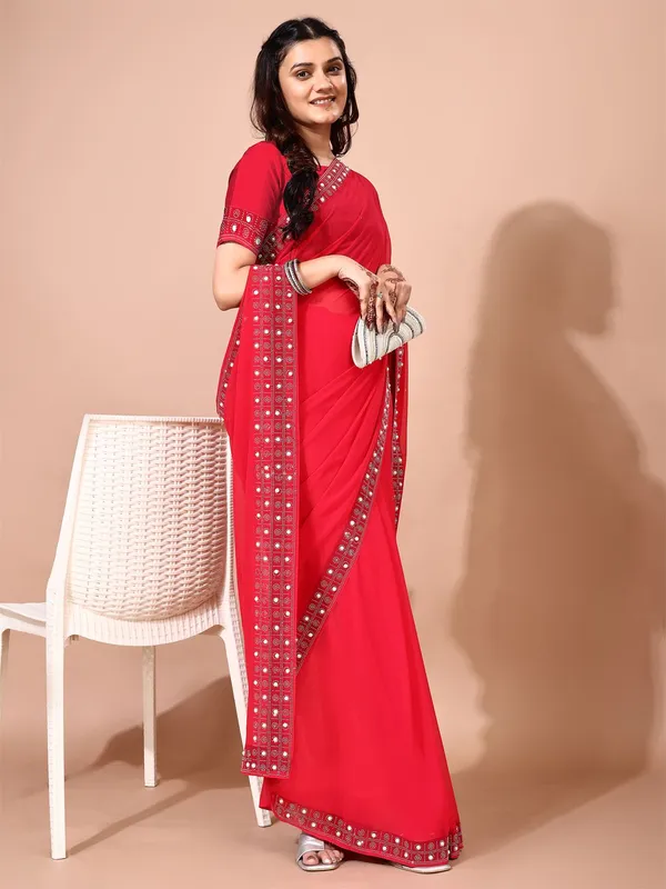 Leelavati_Embellished_Bollywood_Chiffon_Saree_Red