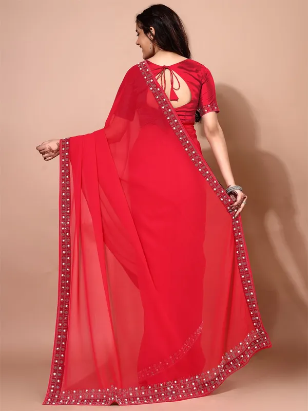 Leelavati_Embellished_Bollywood_Chiffon_Saree_Red