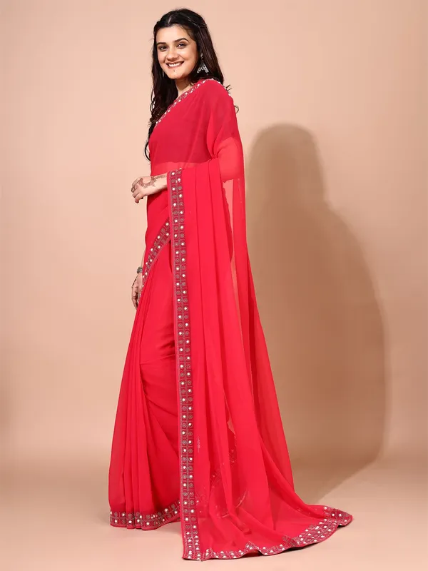 Leelavati_Embellished_Bollywood_Chiffon_Saree_Red