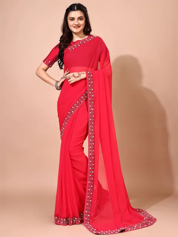 Leelavati_Embellished_Bollywood_Chiffon_Saree_Red