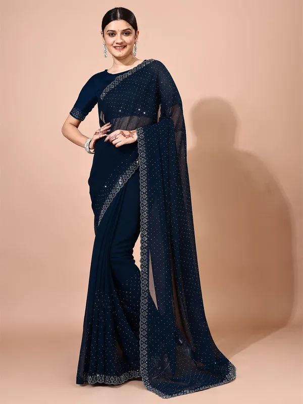Leelavati_Embellished_Bollywood_Chiffon_Saree_Dark_Blue