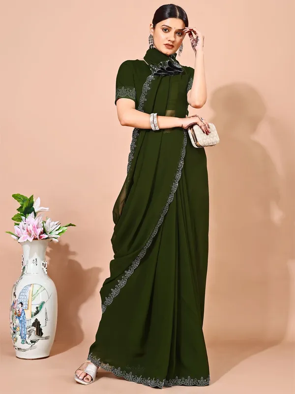 Leelavati_Embellished_Bollywood_Chiffon_Saree_Green